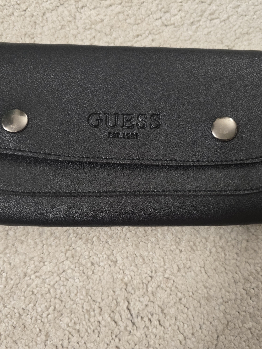 GUESS Black Fold-Over Clutch Wallet